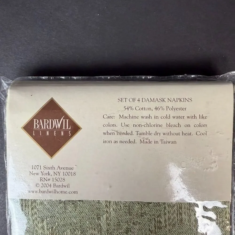New VTG Bardwil Sage/Olive Green Damask 60x84